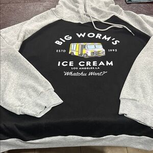Big Worm's Ice Cream Hooded Sweatshirt - Black & Gray